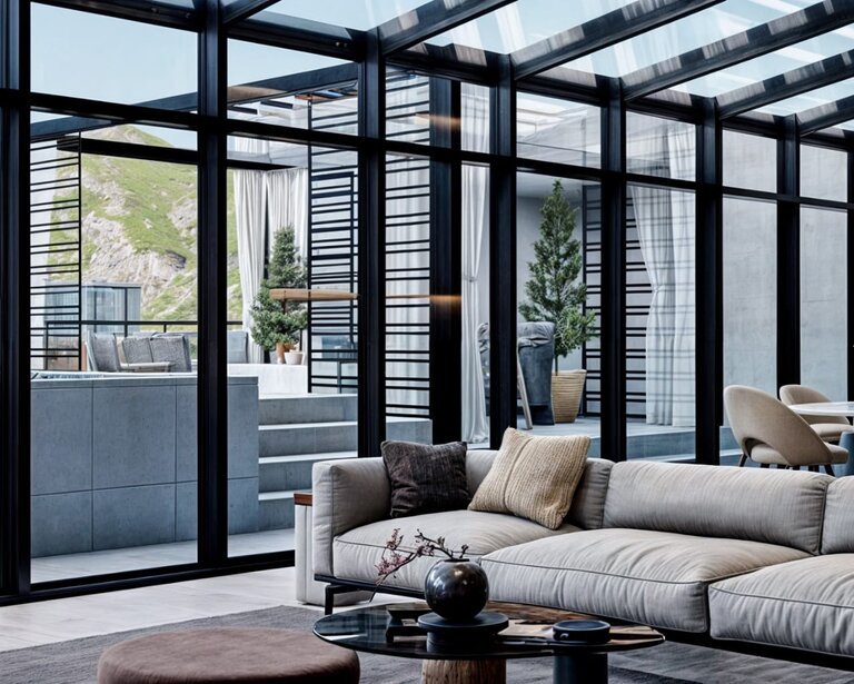 Glass living room